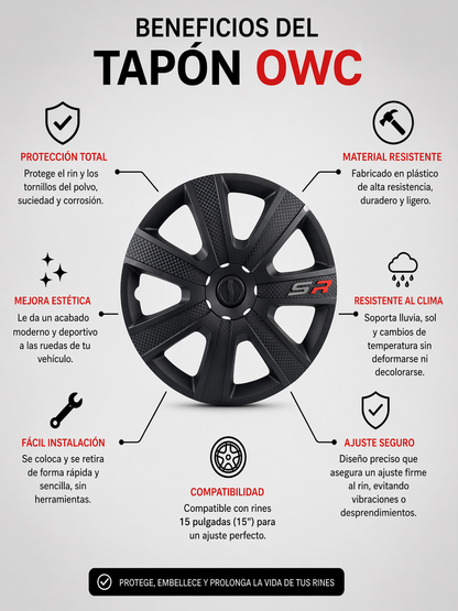 4 Tapones Polveras Llanta Rin 15 Optimus Negro Matte Sr