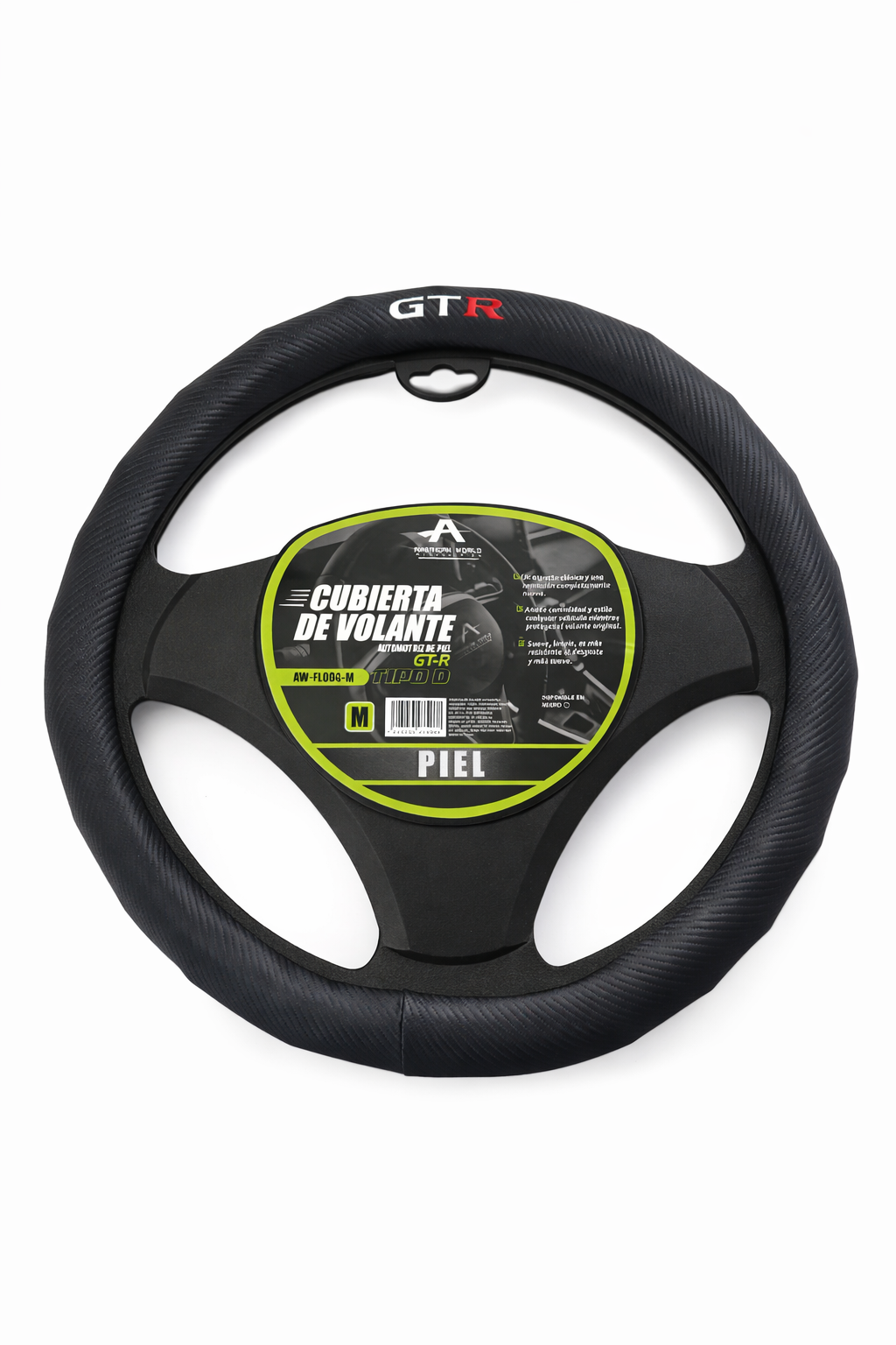Funda de Volante Piel Tipo D Negro Deportivo GTR