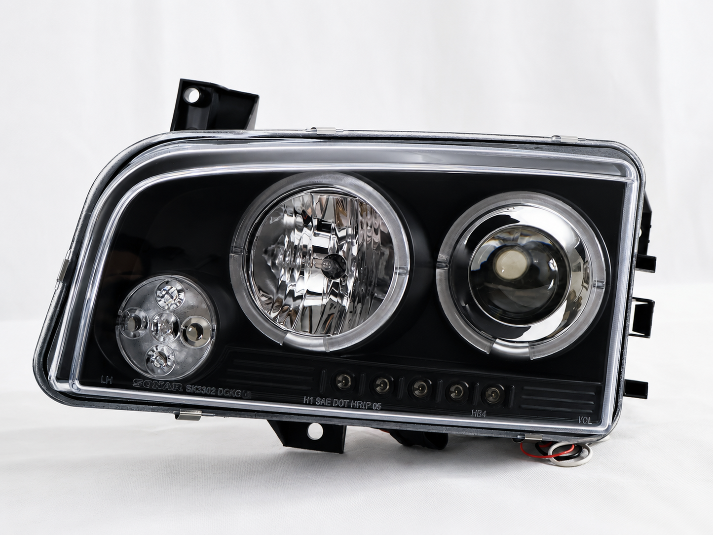 Faros Dodge Charger 2005 Ojo De Ángel Led Fondo Negro Par