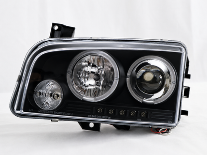 Faros Dodge Charger 2005 Ojo De Ángel Led Fondo Negro Par