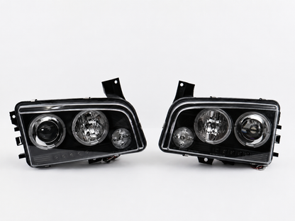 Faros Dodge Charger 2005 Ojo De Ángel Led Fondo Negro Par