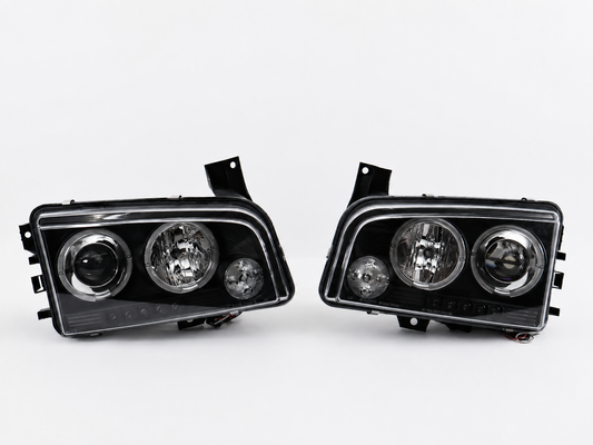 Faros Dodge Charger 2005 Ojo De Ángel Led Fondo Negro Par