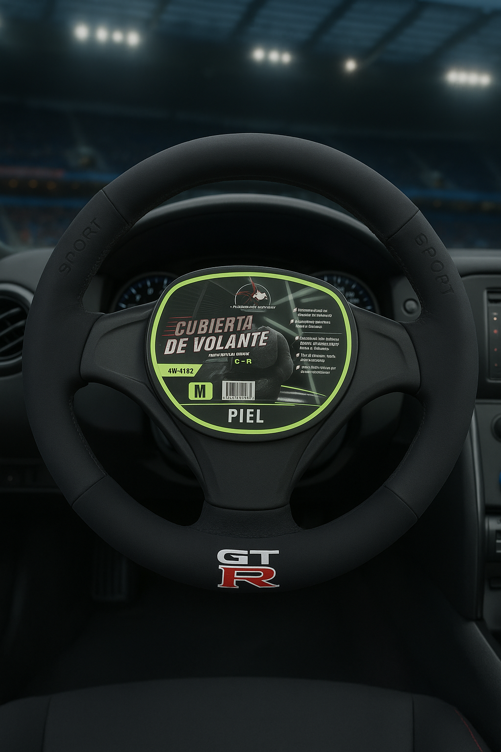 Funda de Volante Piel GTR Negro Sport Deportivo