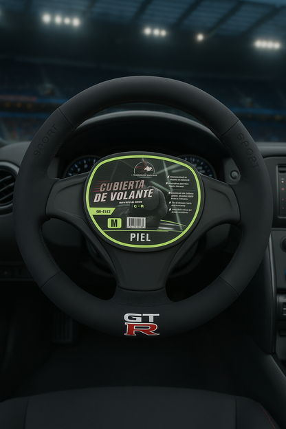 Funda de Volante Piel GTR Negro Sport Deportivo