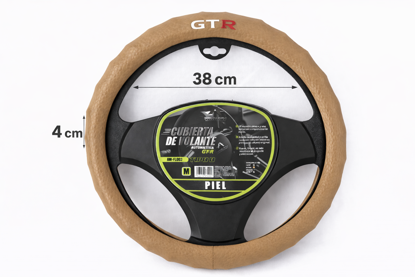 Funda de Volante Piel GTR beige Deportivo Universal