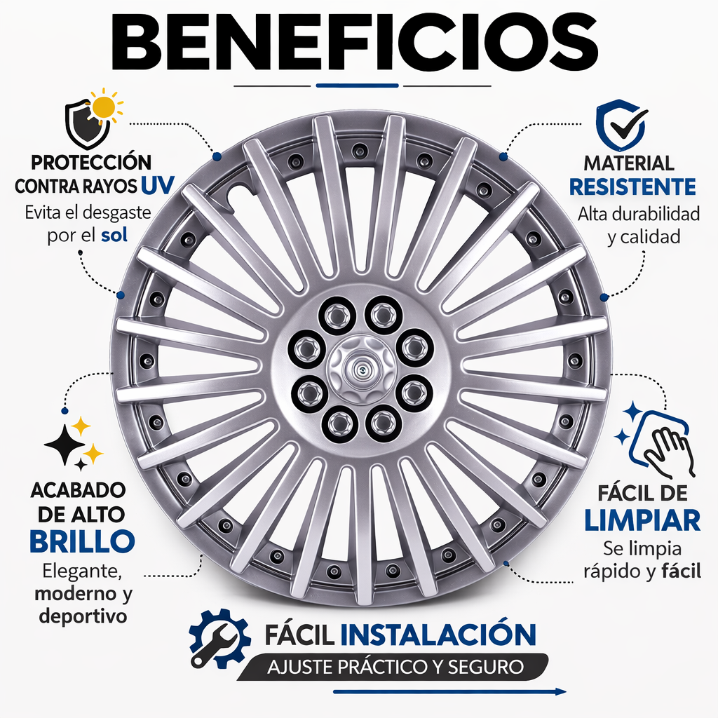 4 Tapones Polveras Llanta Rin 13 Deportivo Gris Owc