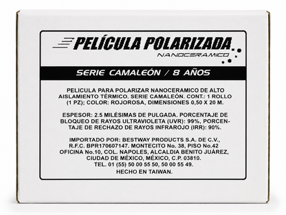 Película Polarizada Nanocerámica Camaleón Rojo 32% 0.50x5m