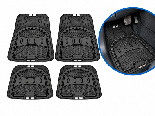 Tapete Caiman 4pz Negro Uso Rudo Tipo Charola Universal