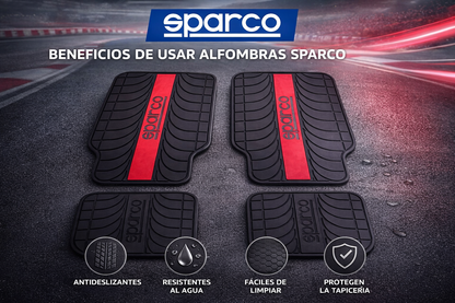 Tapete Alfombra Sparco 4 Piezas Negro/rojo