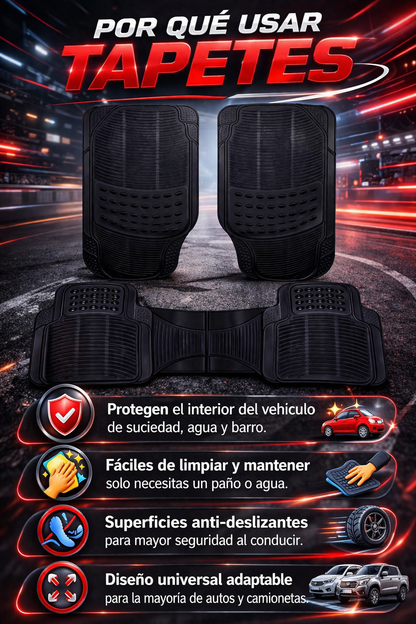 Tapete Proteck Auto Camioneta Hule- Plástico Universal 3pz