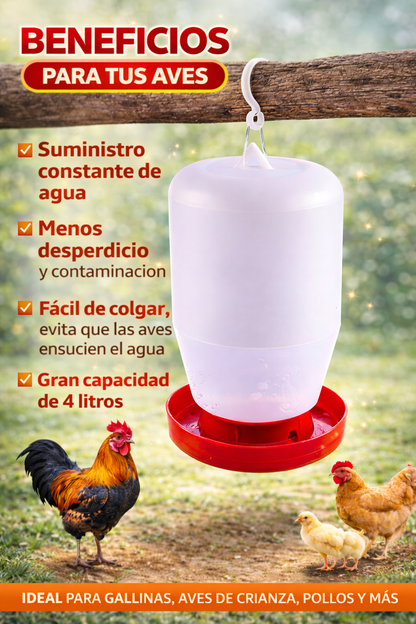 5 Bebederos Colgantes De 4 Litros Gallos Aves Pollos Colibri