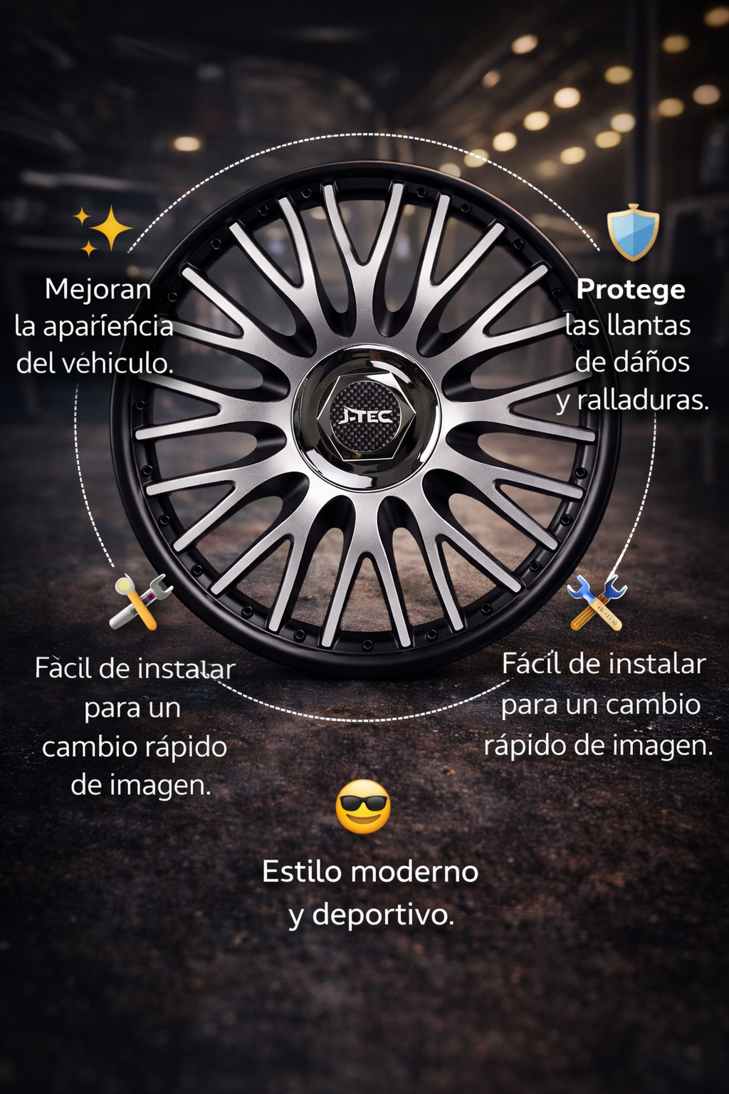 4 Tapón Polvera Negro Plata Diseño Orden Rin 15 Deportivo