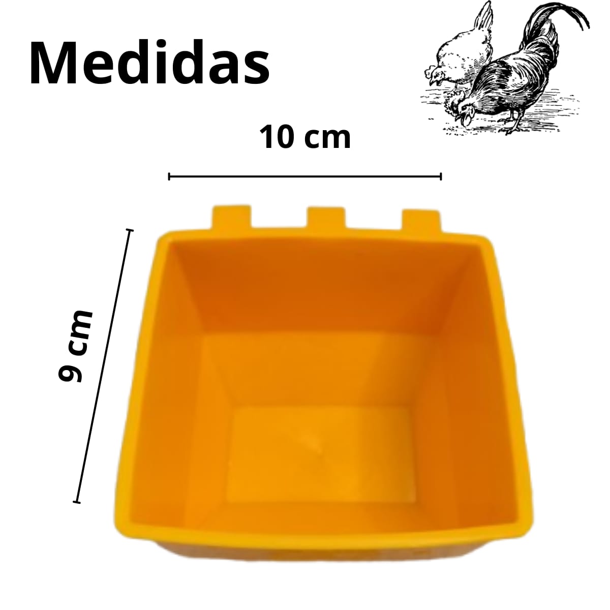 10 Comederos Cuadrados Rojos Tapa Amarilla y 10 Bebederos Cuadrados Gallos