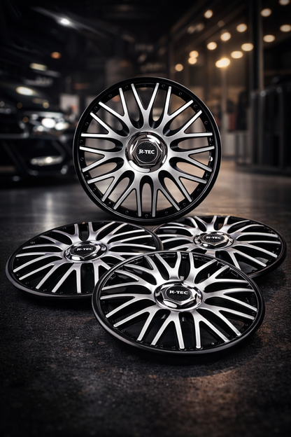 4 Tapón Polvera Negro Plata Diseño Orden Rin 15 Deportivo