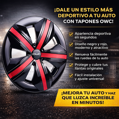Tapones Polveras Extensión Negro Con Rojo Rin 14  Owc