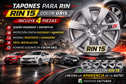 4 Tapones Polveras Llanta Rin 15 Owc Optimus Gris Sr