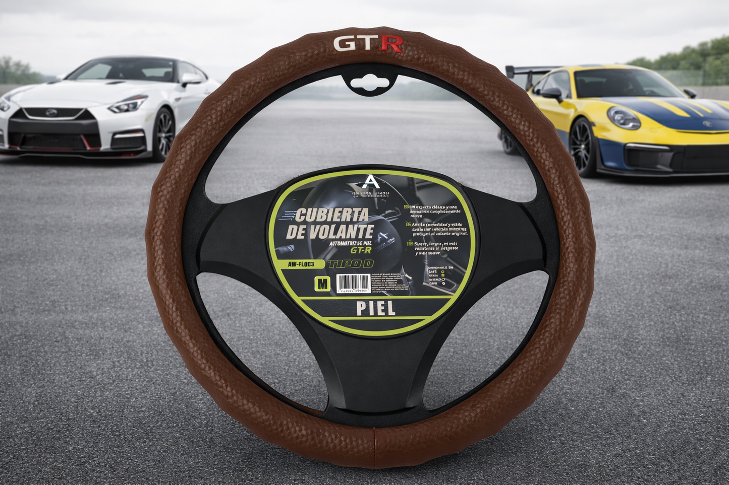Funda Cubre Volante Piel Antiderrapante Auto Cafe GTR