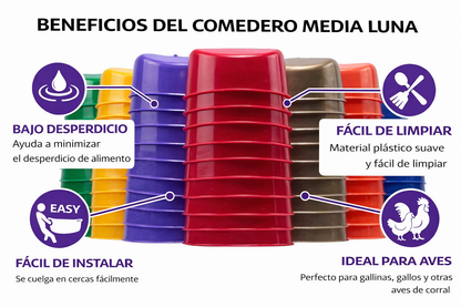 70 Bebederos Comederos Media Luna 10 De Cada Color Gallos