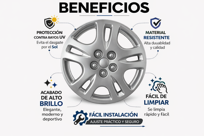 Juego 4 Tapones Polveras Rin 14 Deportivos Auto Universal