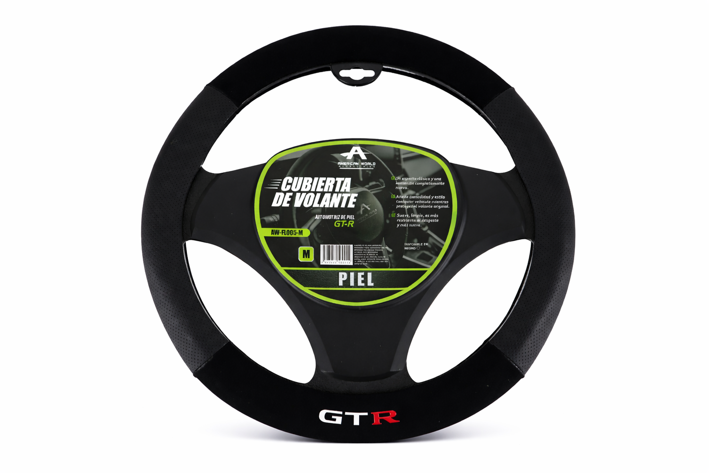 Funda cubre Volante de Piel GTR Negra Universal Deportivo