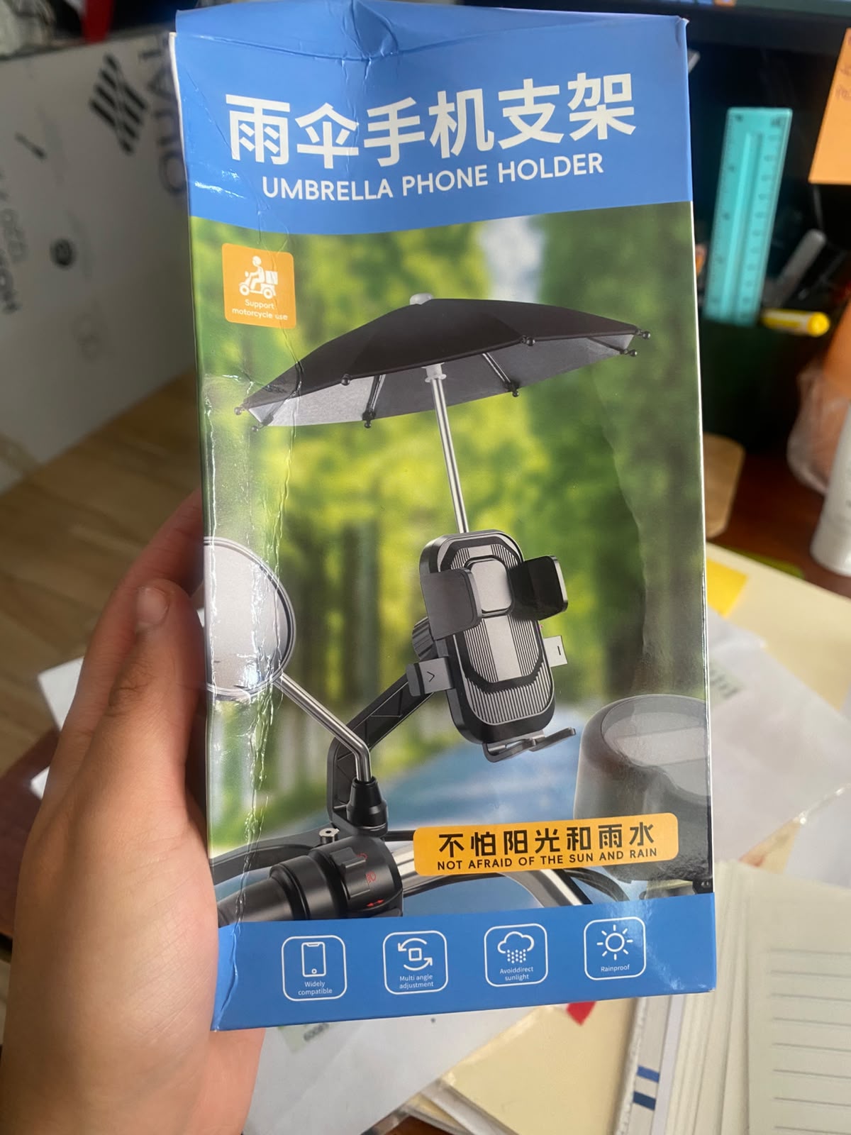 Soporte Celular Para Moto Con Sombrilla Protector Sol Lluvia