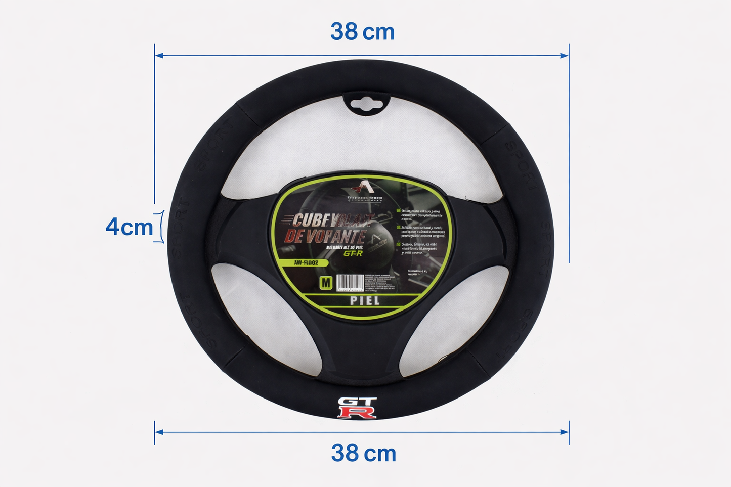 Funda de Volante Piel GTR Negro Sport Deportivo