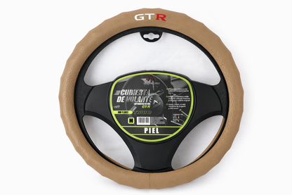Funda de Volante Piel GTR beige Deportivo Universal