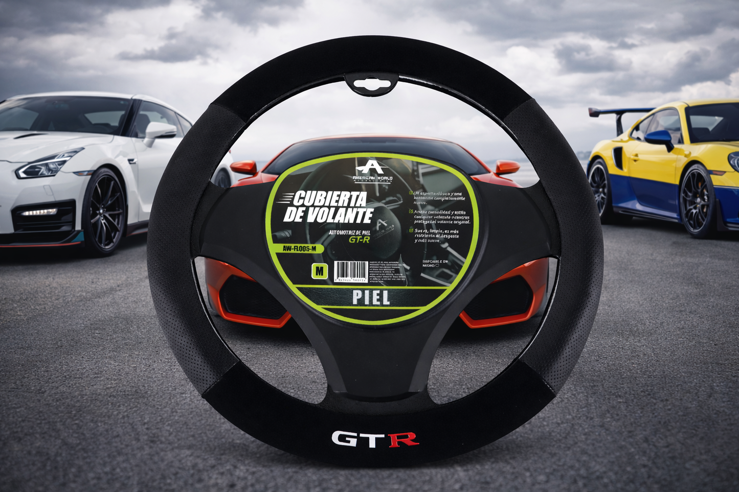 Funda cubre Volante de Piel GTR Negra Universal Deportivo
