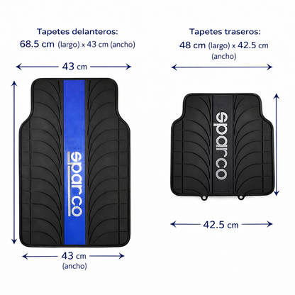 Tapete Alfombra Sparco 4 Piezas Negro/azul