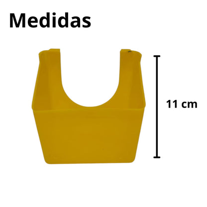 10 Comederos Cuadrados Amarillo Tapa Naranja 300g Gallos