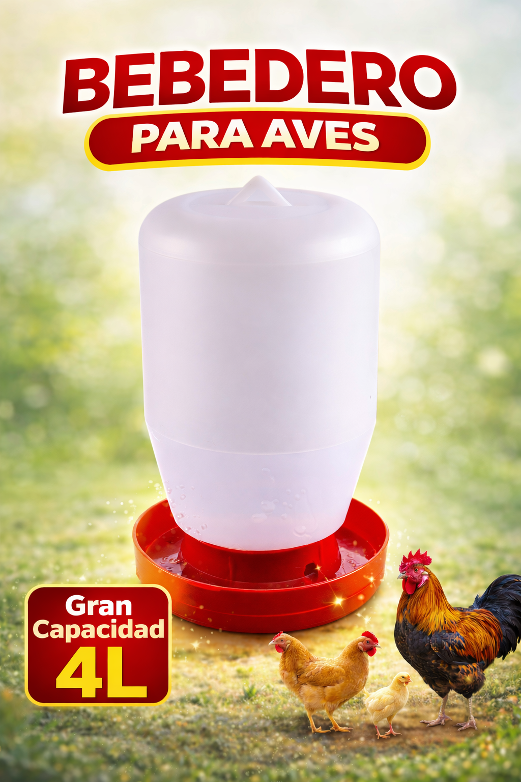5 Bebederos Colgantes De 4 Litros Gallos Aves Pollos Colibri